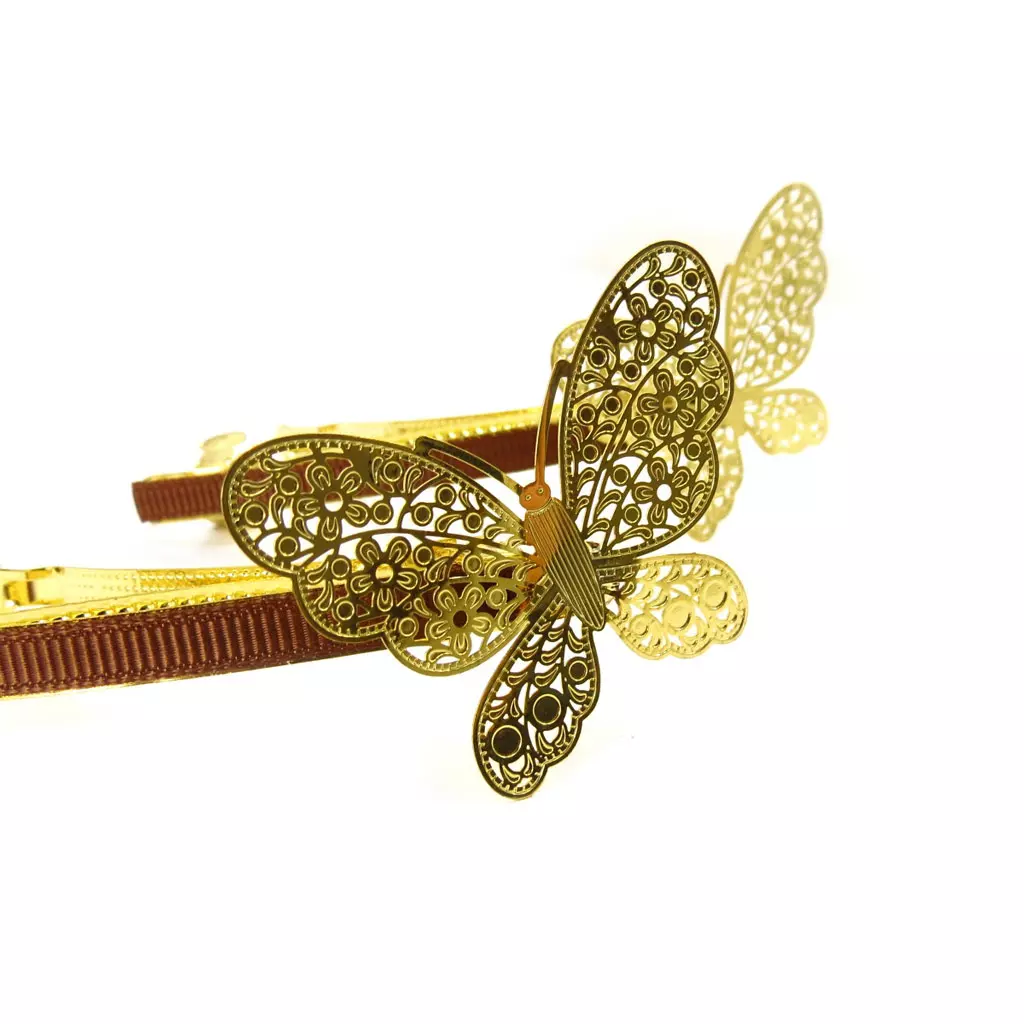 Les Trésors De Lily Barrette Créateur 'Papillons' Doré Marron 7 Cm [R7820]