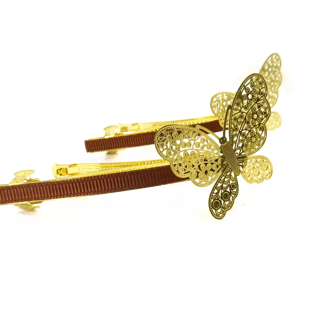 Les Trésors De Lily Barrette Créateur 'Papillons' Doré Marron 7 Cm [R7820]
