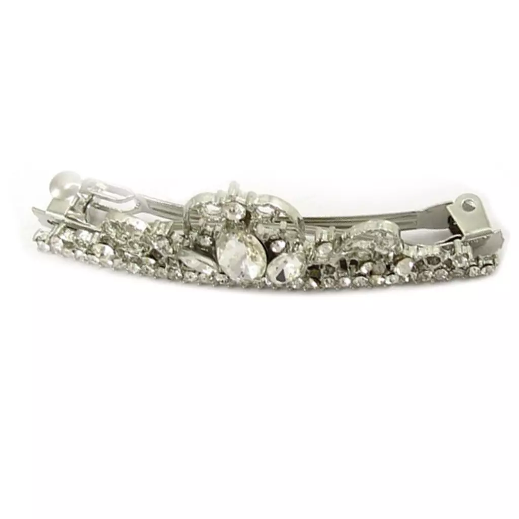 les trésors de lily Barrette créateur 'Sissi' blanc argenté 60x18 mm [R5299]