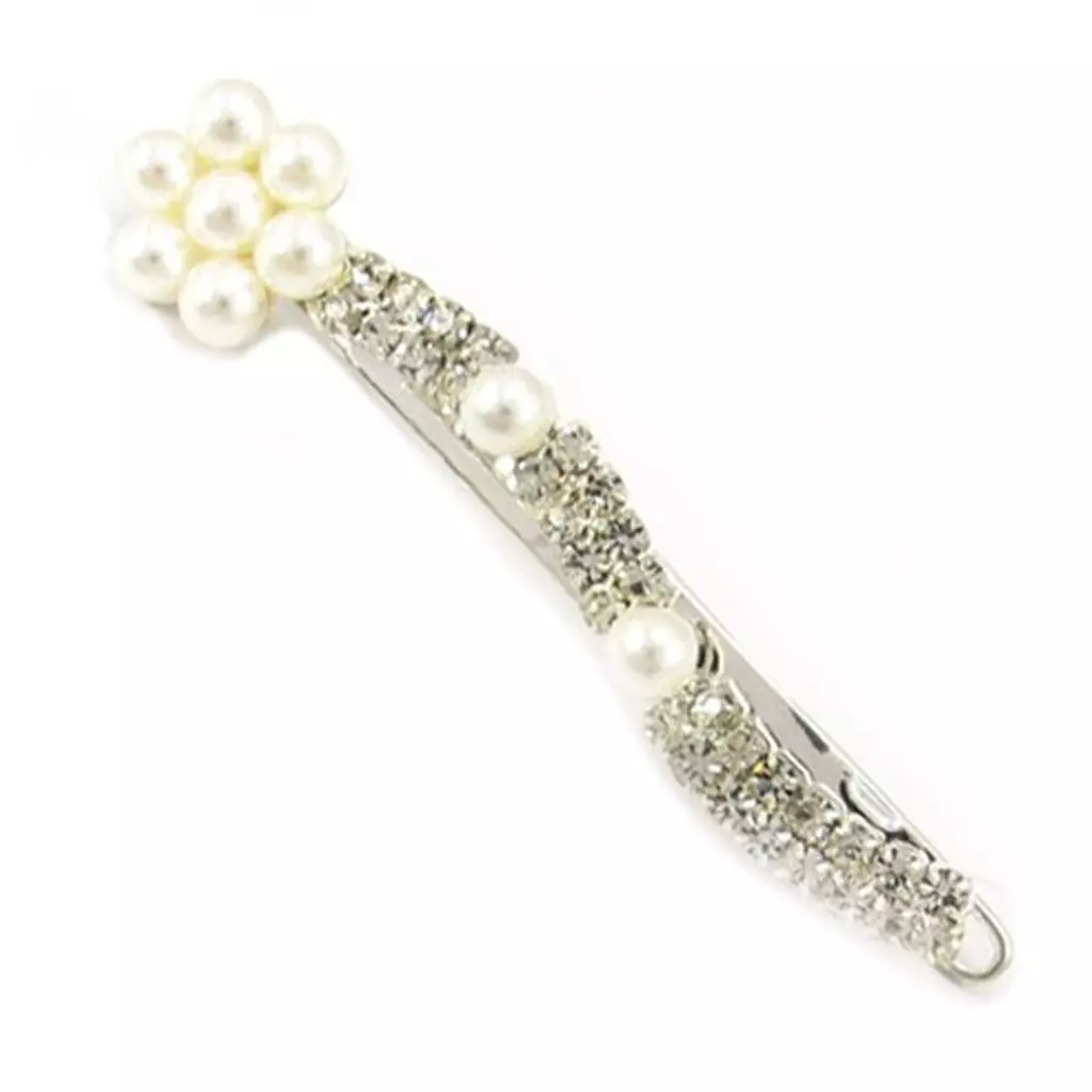 les trésors de lily Barrette créateur 'Sissi' blanc argenté 65x14 mm [R5298]