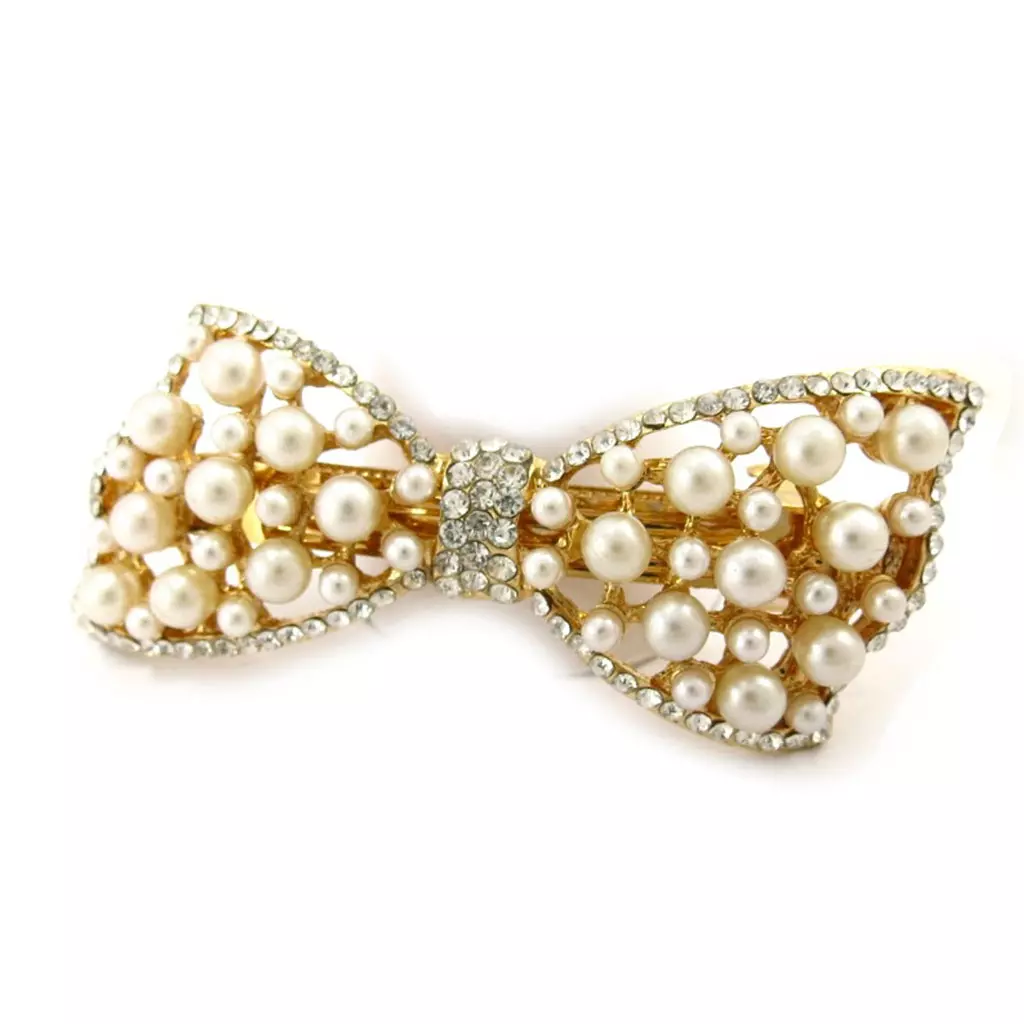 les trésors de lily Barrette créateur 'Sissi' blanc argenté 75x30 mm [R5339]
