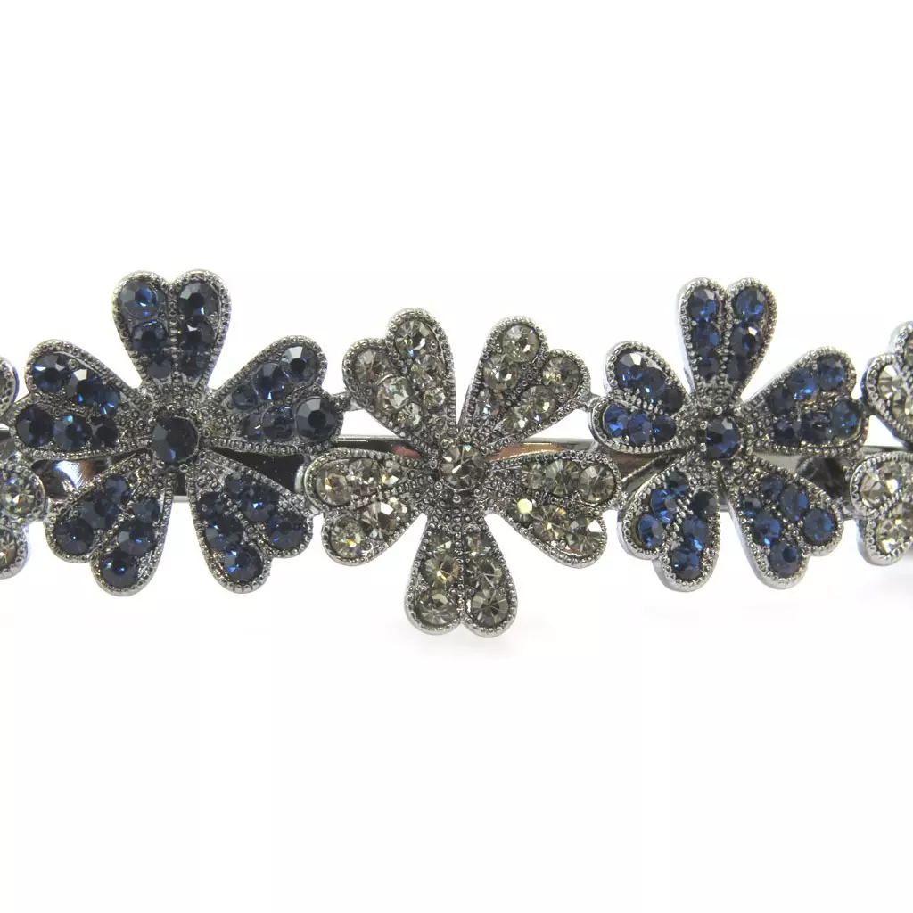 Les Trésors De Lily Barrette Créateur 'Sissi' Bleu Gris (fleurs) 78x17 Mm [P6297]