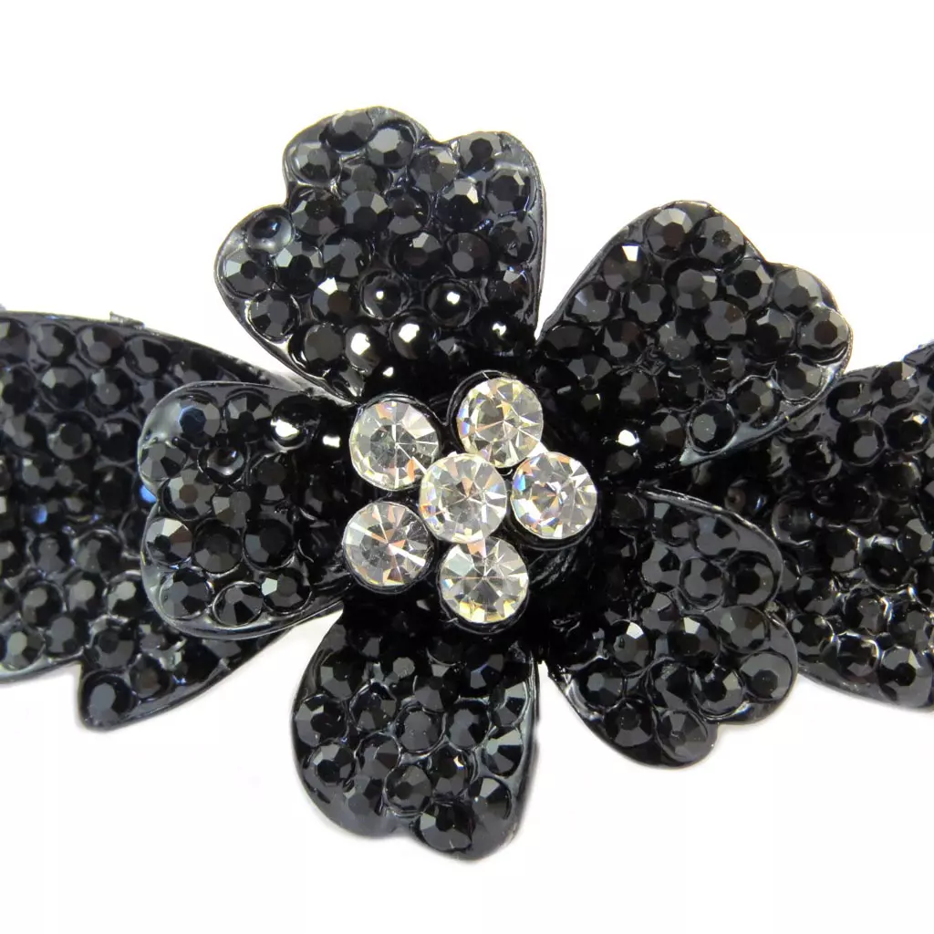 Les Trésors De Lily Barrette Créateur 'Sissi' Noir (fleurs) 70x35 Mm [P6299]