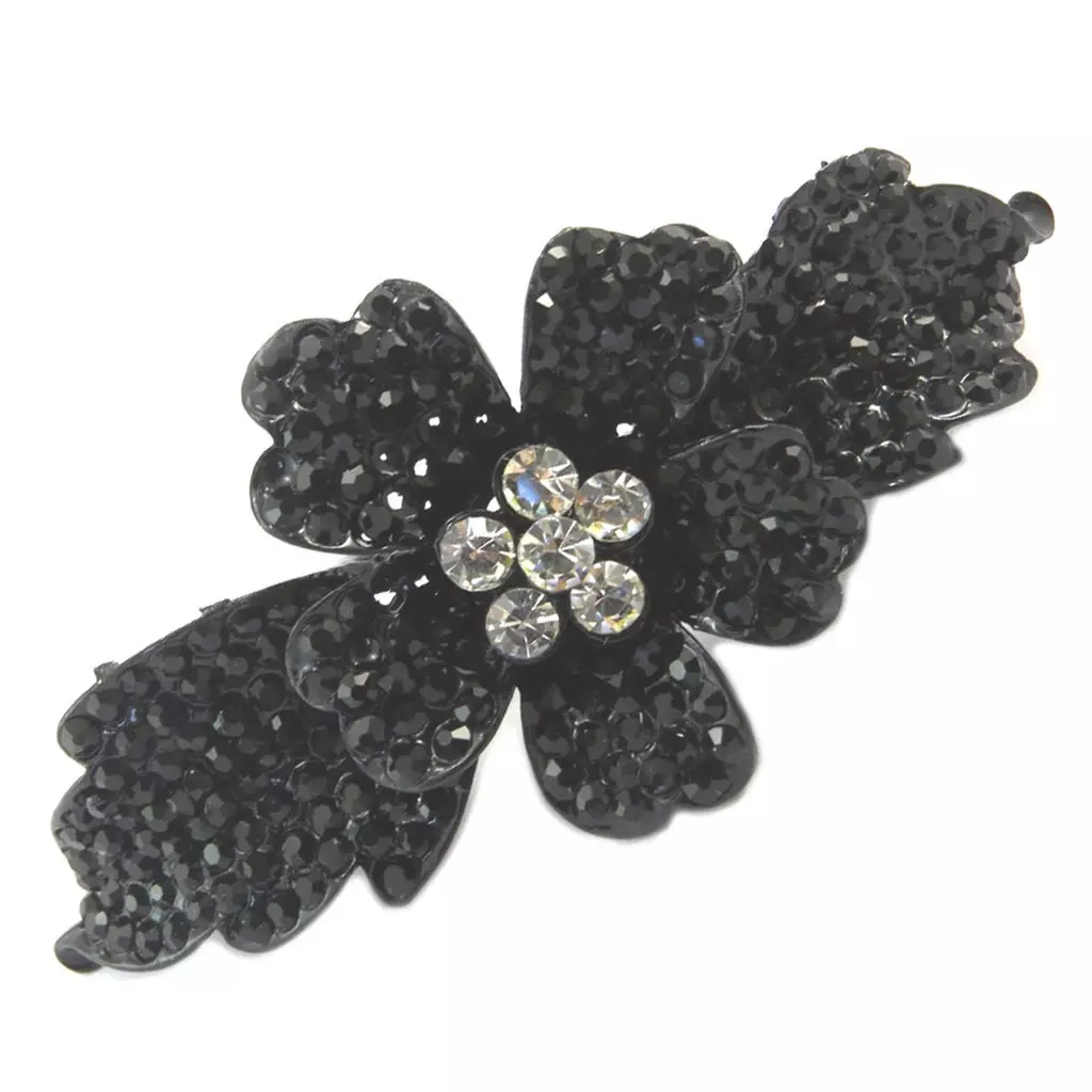 les trésors de lily Barrette créateur 'Sissi' noir (fleurs) 70x35 mm [P6299]