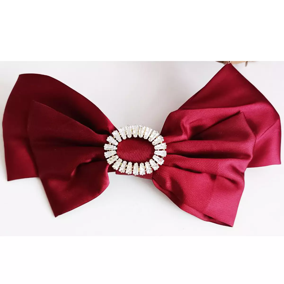 les trésors de lily Barrette créateur 'Sissi' rouge bordeaux satiné (nœud romantique) 16x8 cm [R7503]