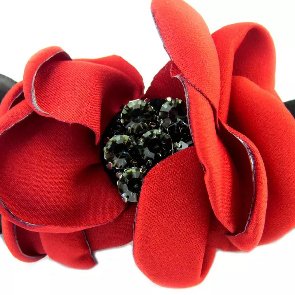 Les Trésors De Lily Barrette Créateur 'Sissi' Rouge Noir (fleurs) 100x50 Mm [P6302]