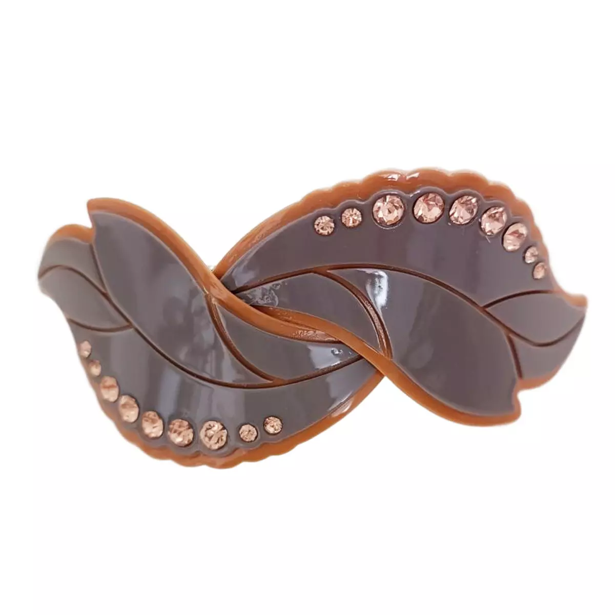les trésors de lily Barrette créateur 'Sissi' taupe 90x35 mm [R7663]