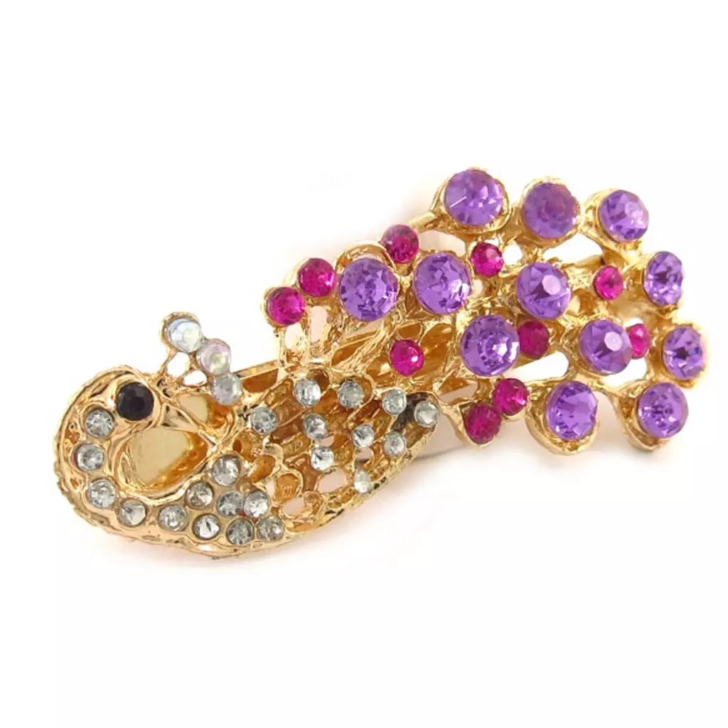 les trésors de lily Barrette créateur 'Sissi' violet argenté (paon) 75x30 mm [R5340]