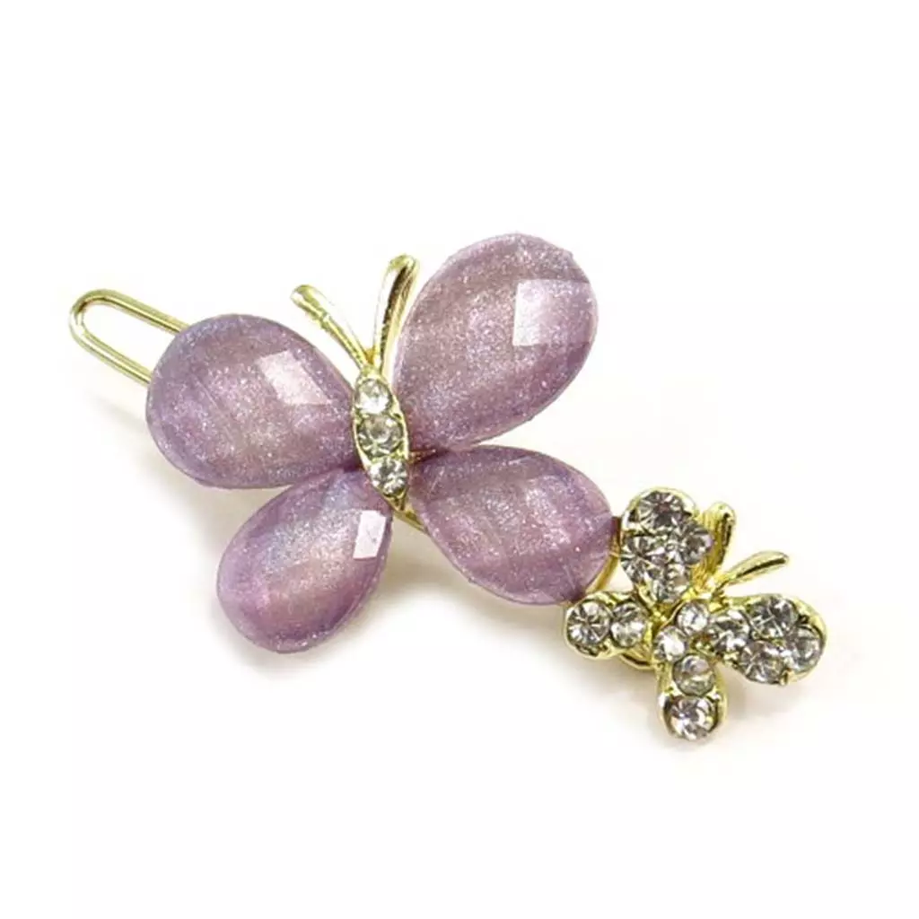 les trésors de lily Barrette créateur 'Sissi' violet (papillon) 50x30 mm [A0489]