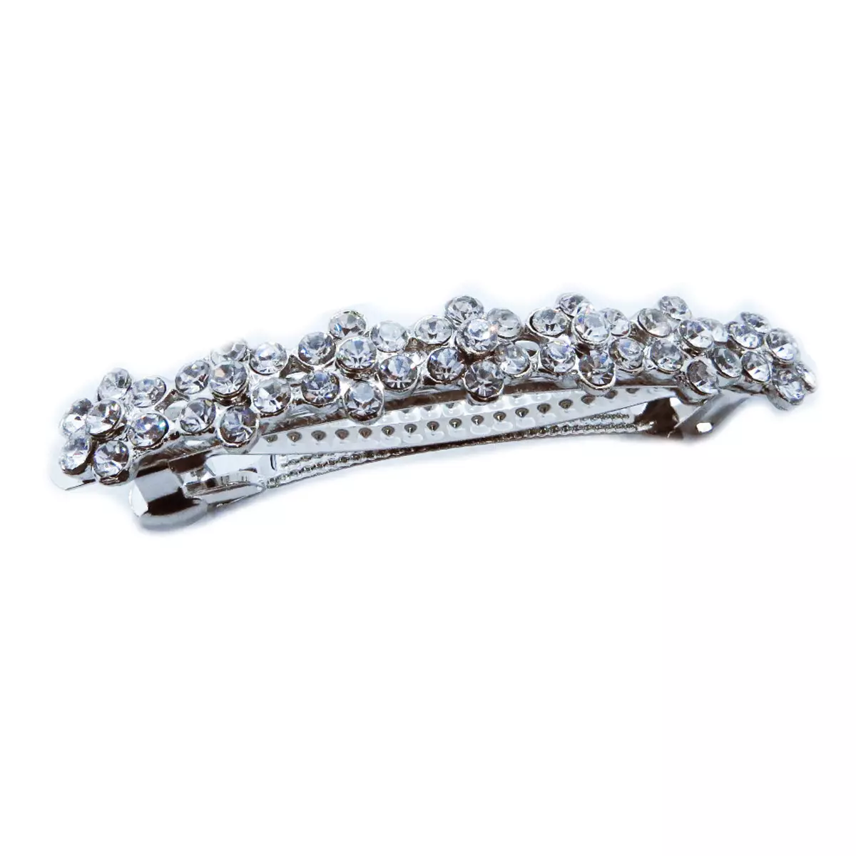 les trésors de lily Barrette cristal 'Sissi' blanc argenté 80x12 mm [R7025]