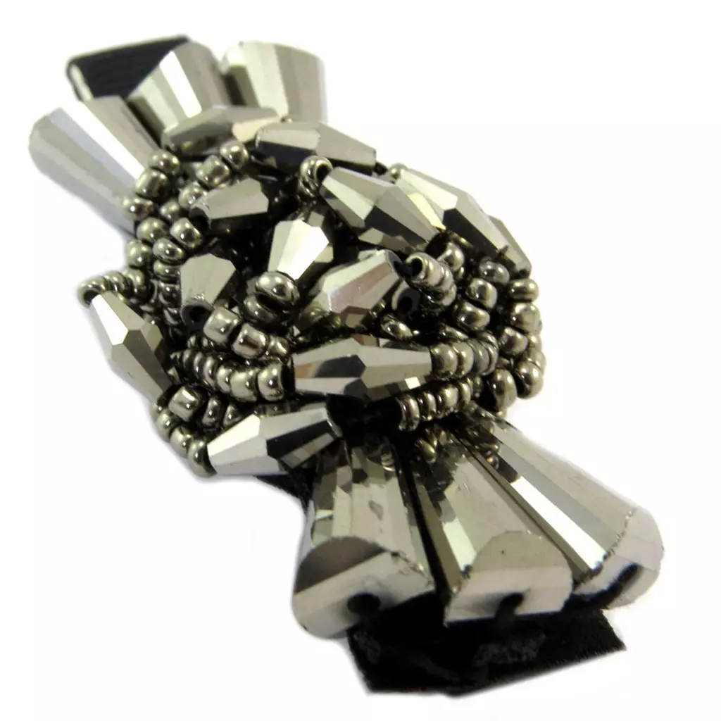 Les Trésors De Lily Barrette / Pince Pélican 'Sissi' Gris Noir (fleurs) 60x30 Mm [P6272]