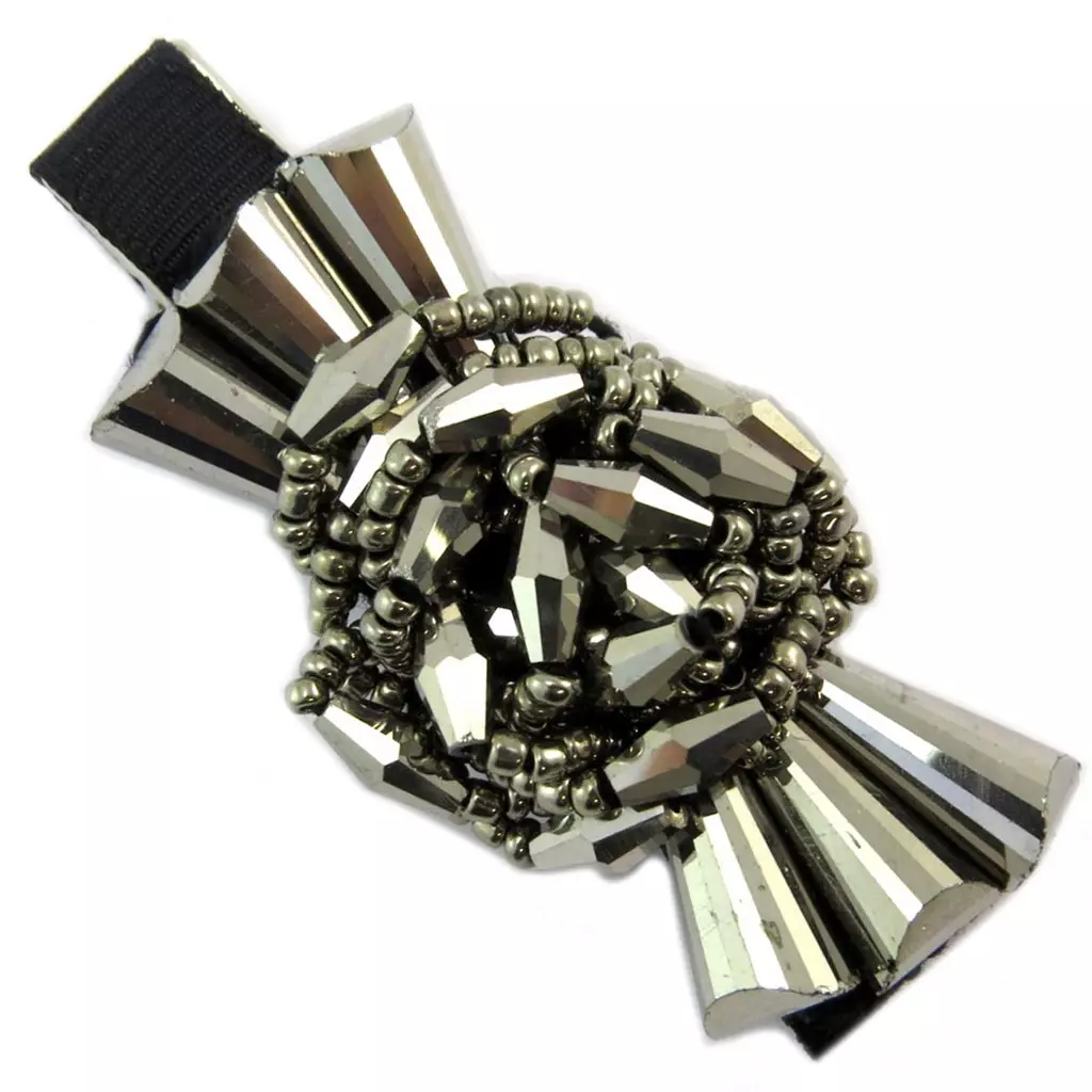les trésors de lily Barrette / pince pélican 'Sissi' gris noir (fleurs) 60x30 mm [P6272]