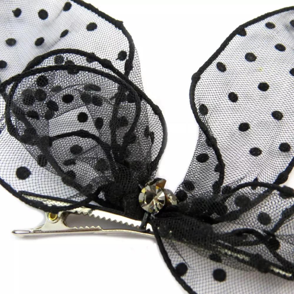 Les Trésors De Lily Barrette / Pince Pélican 'Sissi' Noir (tulle) 13x12 Cm [P6283]