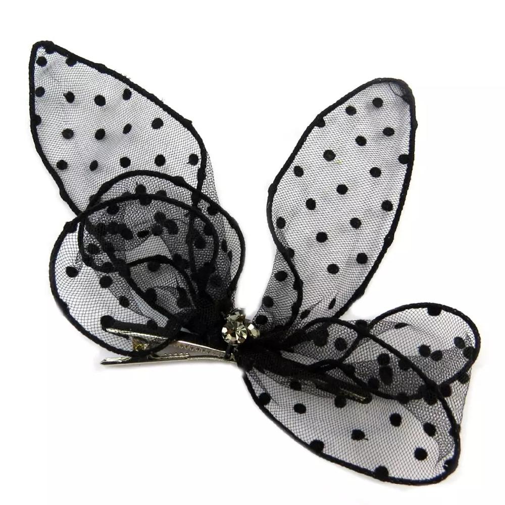 les trésors de lily Barrette / pince pélican 'Sissi' noir (tulle) 13x12 cm [P6283]