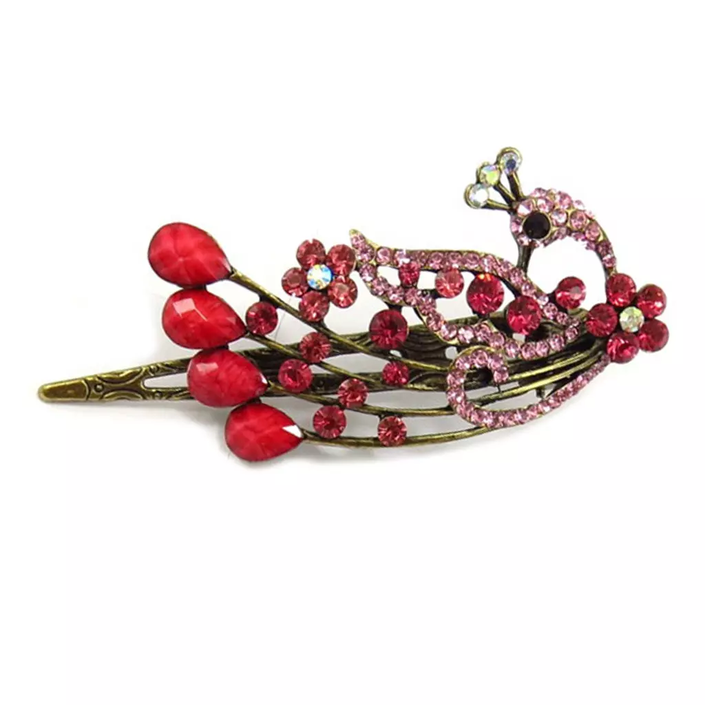 Les Trésors De Lily Barrette Pince 'Sissi' Rose (paon) 10x4 Cm [R6733]