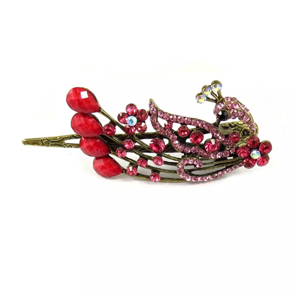 Les Trésors De Lily Barrette Pince 'Sissi' Rose (paon) 10x4 Cm [R6733]
