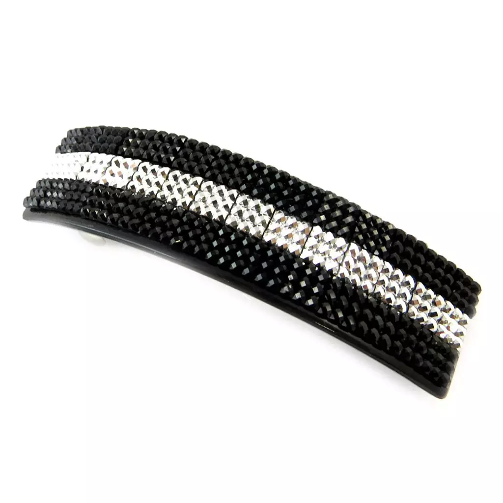 les trésors de lily Barrette 'Scarlett' blanc noir 80x20 mm [N6321]