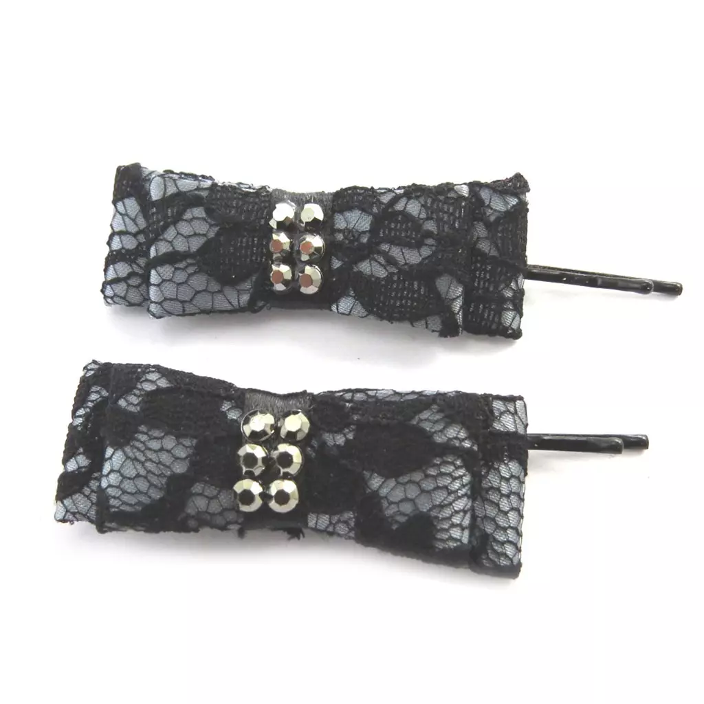 Les Trésors De Lily Barrettes Créateur 'Carmen' Dentelle Noir 80x20 Mm [M8171]