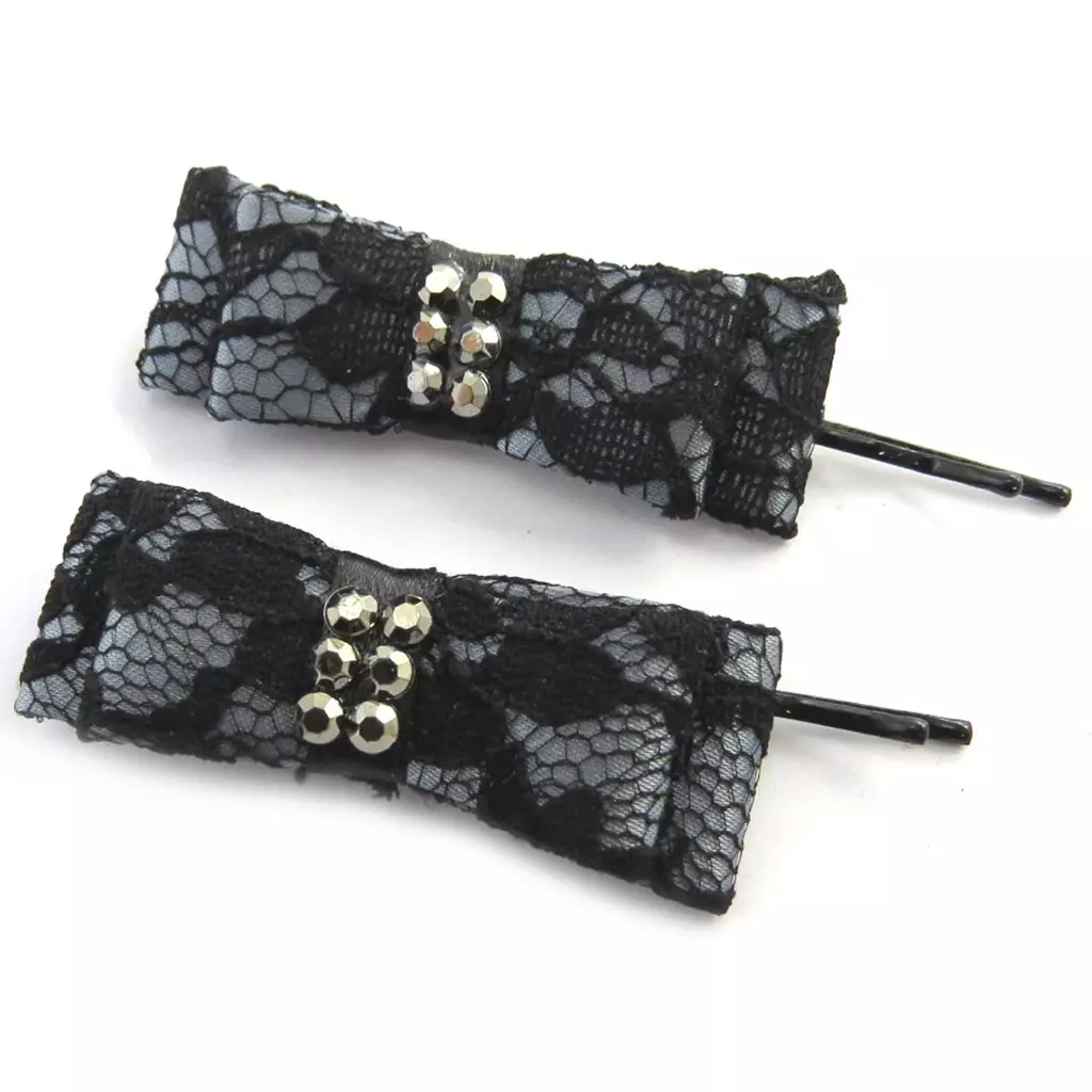 les trésors de lily Barrettes créateur 'Carmen' dentelle noir 80x20 mm [M8171]