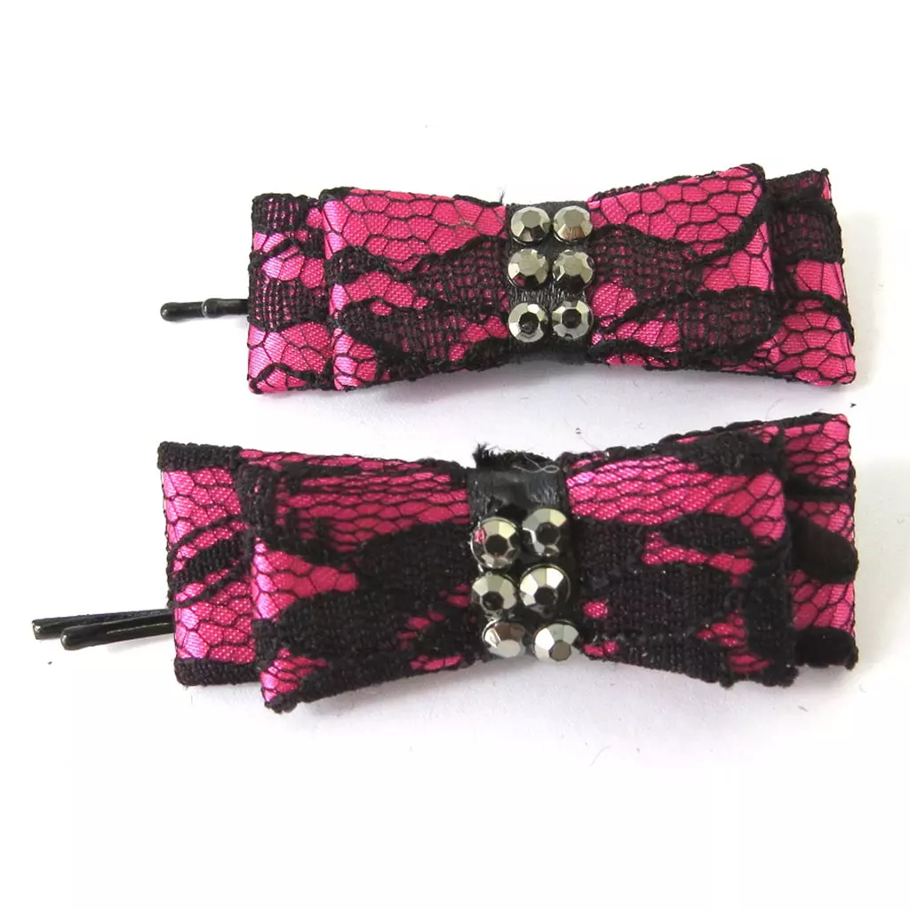 Les Trésors De Lily Barrettes Créateur 'Carmen' Dentelle Rose 80x20 Mm [M7566]