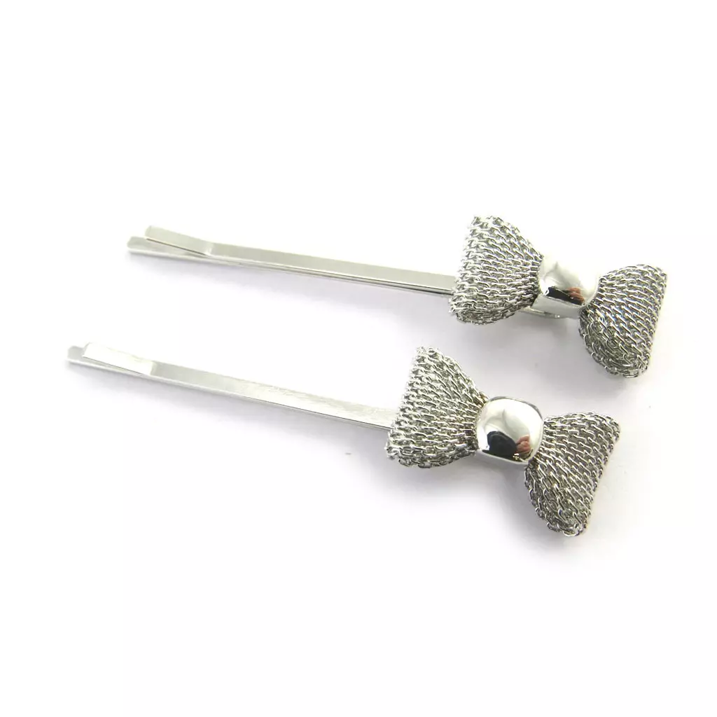 Les Trésors De Lily Barrettes Créateur 'Noeud Romantique' Argenté 64x12 Mm [M8173]