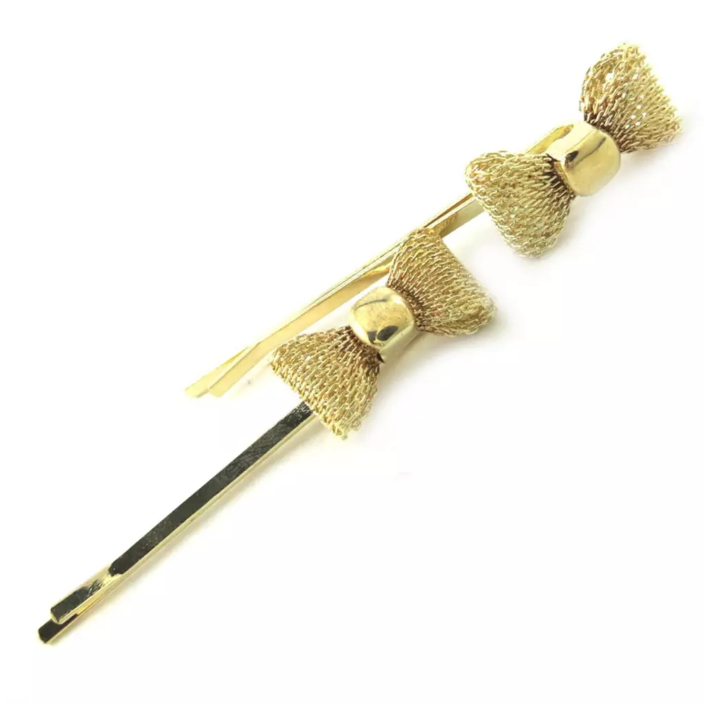 les trésors de lily Barrettes créateur 'Noeud Romantique' doré 64x12 mm [M7592]
