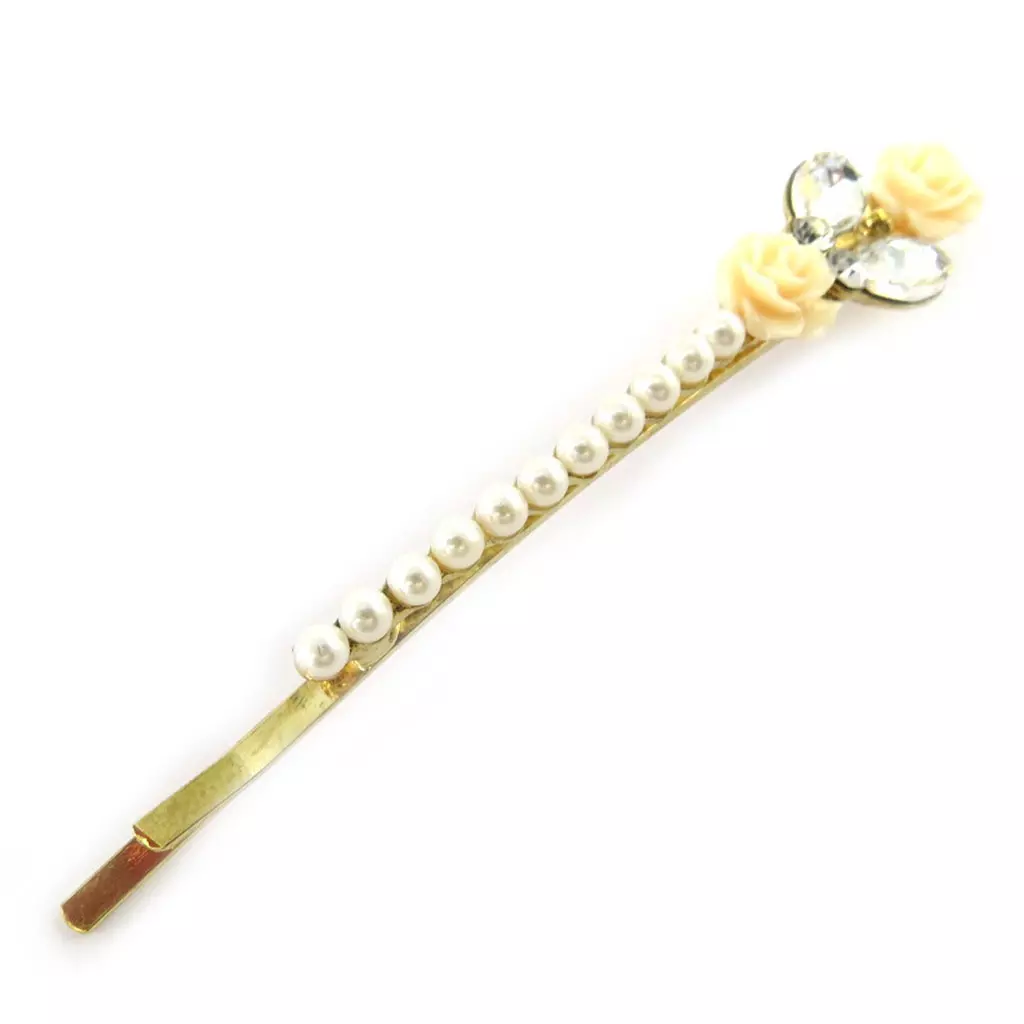 Les Trésors De Lily Barrettes Créateur 'Scarlett' Beige Doré 9 Cm [M7575]