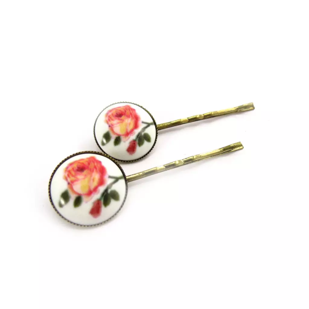 Les Trésors De Lily Barrettes Créateur 'Scarlett' Rose Doré [K1523]