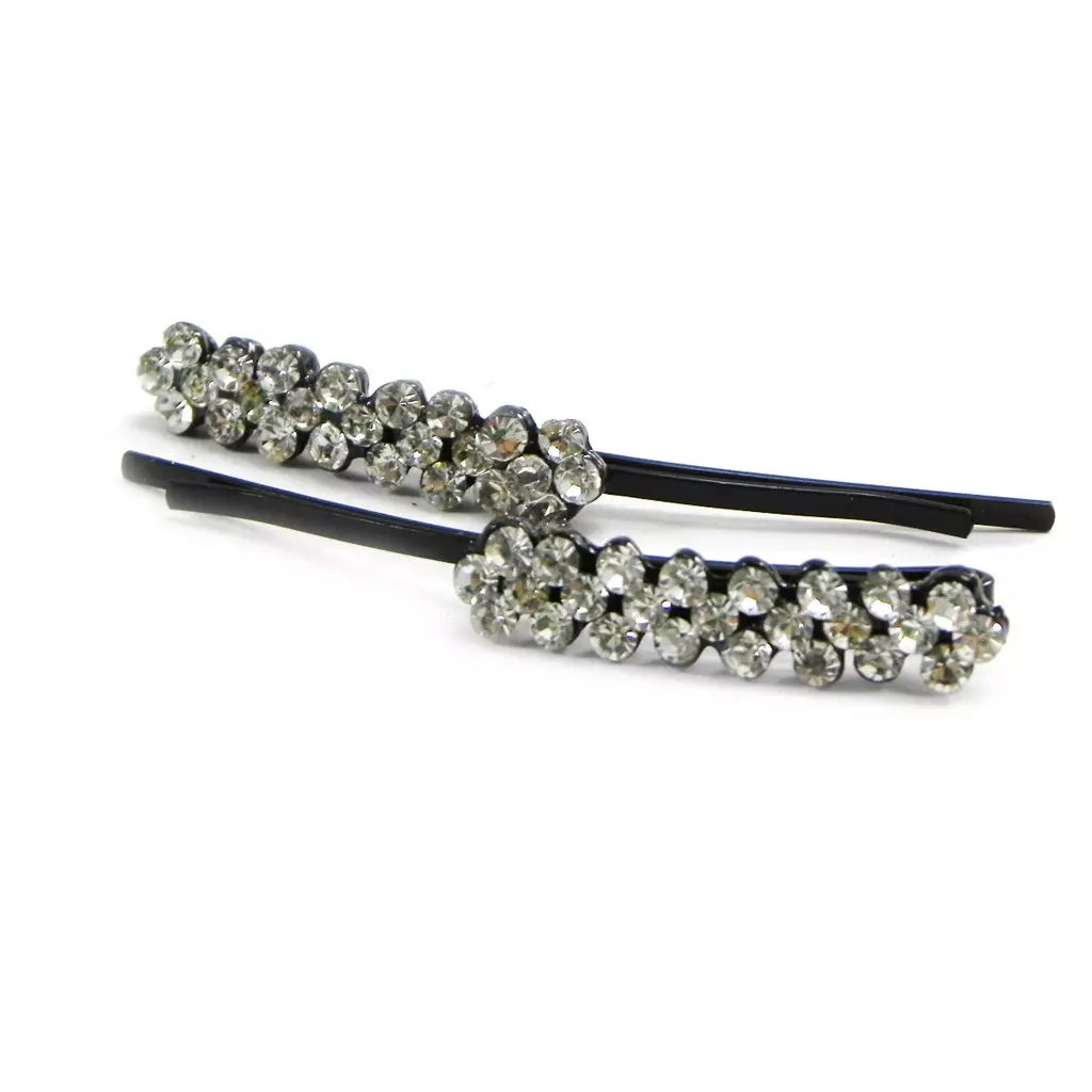 les trésors de lily Barrettes créateur 'Sissi' blanc cristal 55x7 mm [I2647]