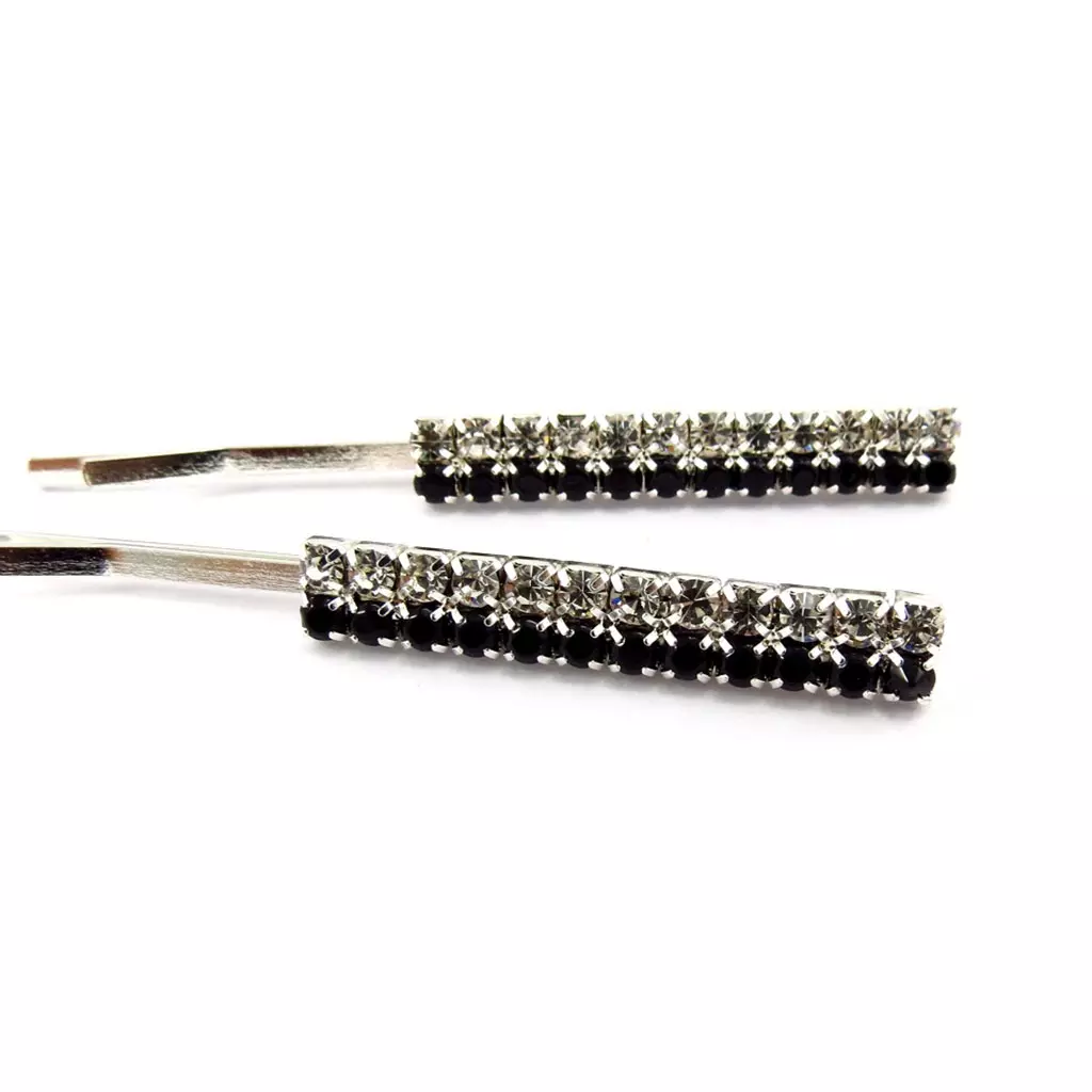 Les Trésors De Lily Barrettes Créateur 'Sissi' Noir Blanc 58x6 Mm [K1381]
