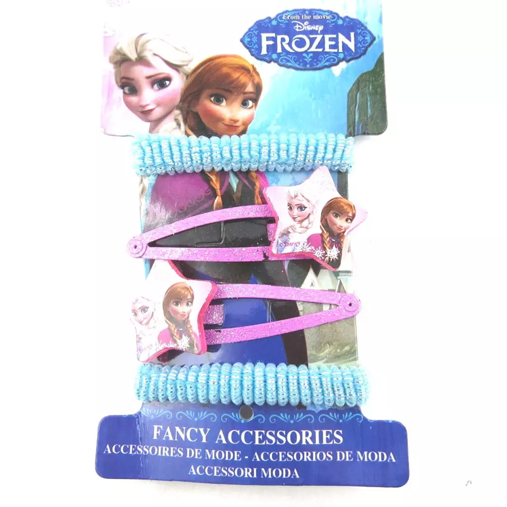 les trésors de lily Barrettes + élastiques 'Frozen Reine des Neiges' rose bleu (4 pièces) [N0453]