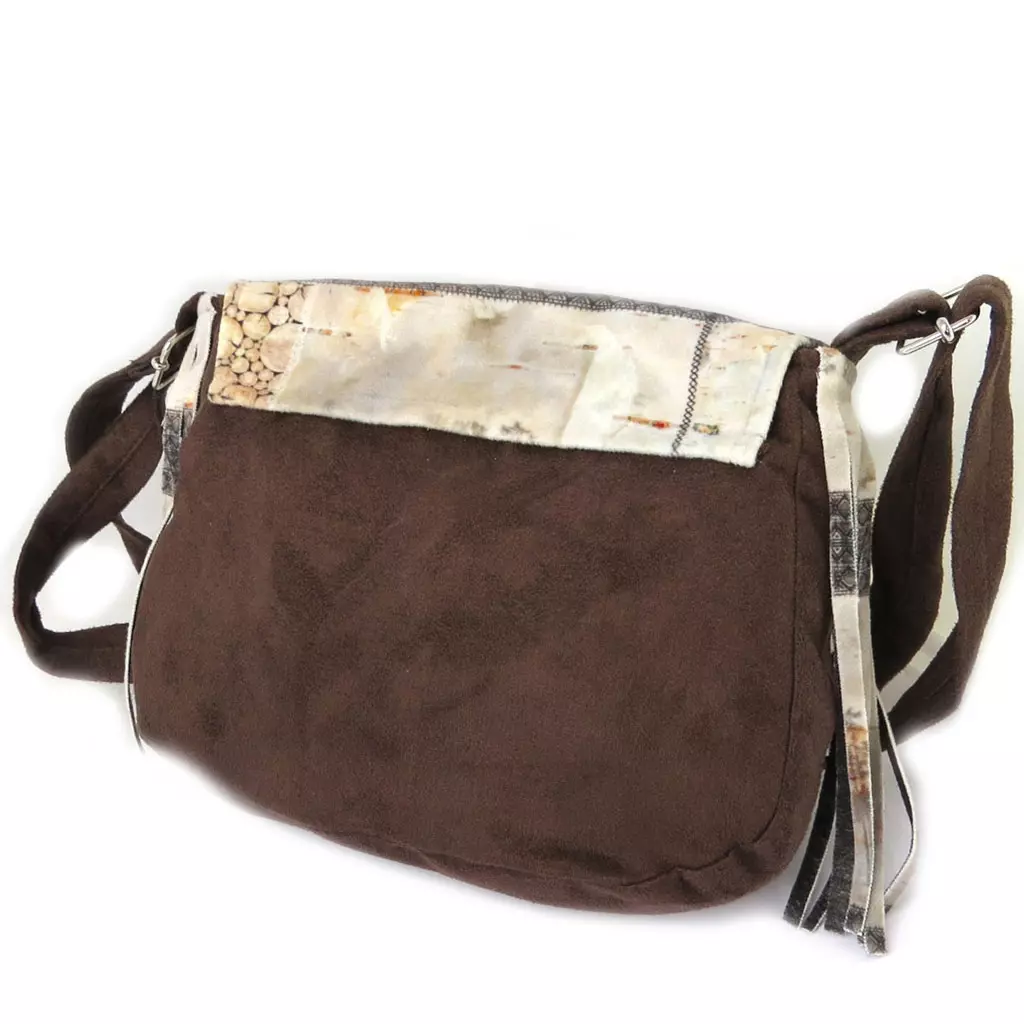 Les Trésors De Lily Besace à Franges 'Homme Daim' Beige Marron 21x18x55 Cm [N8751]
