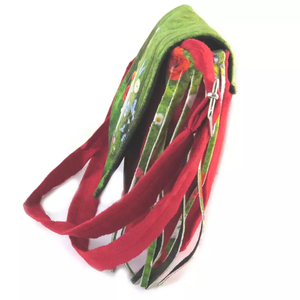 Les Trésors De Lily Besace à Franges 'Lapin Wonderland' Vert Rouge 21x18x55 Cm [N8755]
