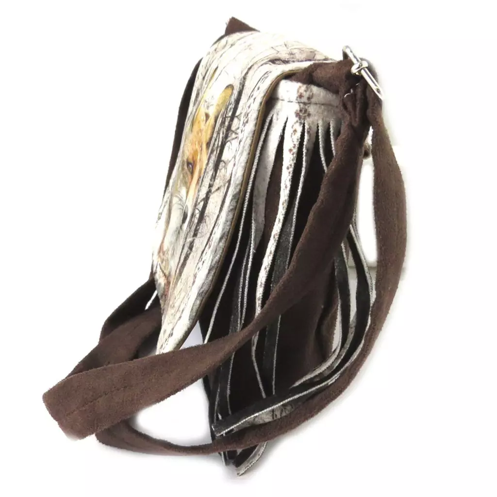 Les Trésors De Lily Besace à Franges 'Renard Sauvage' Beige Marron 21x18x55 Cm [N8600]