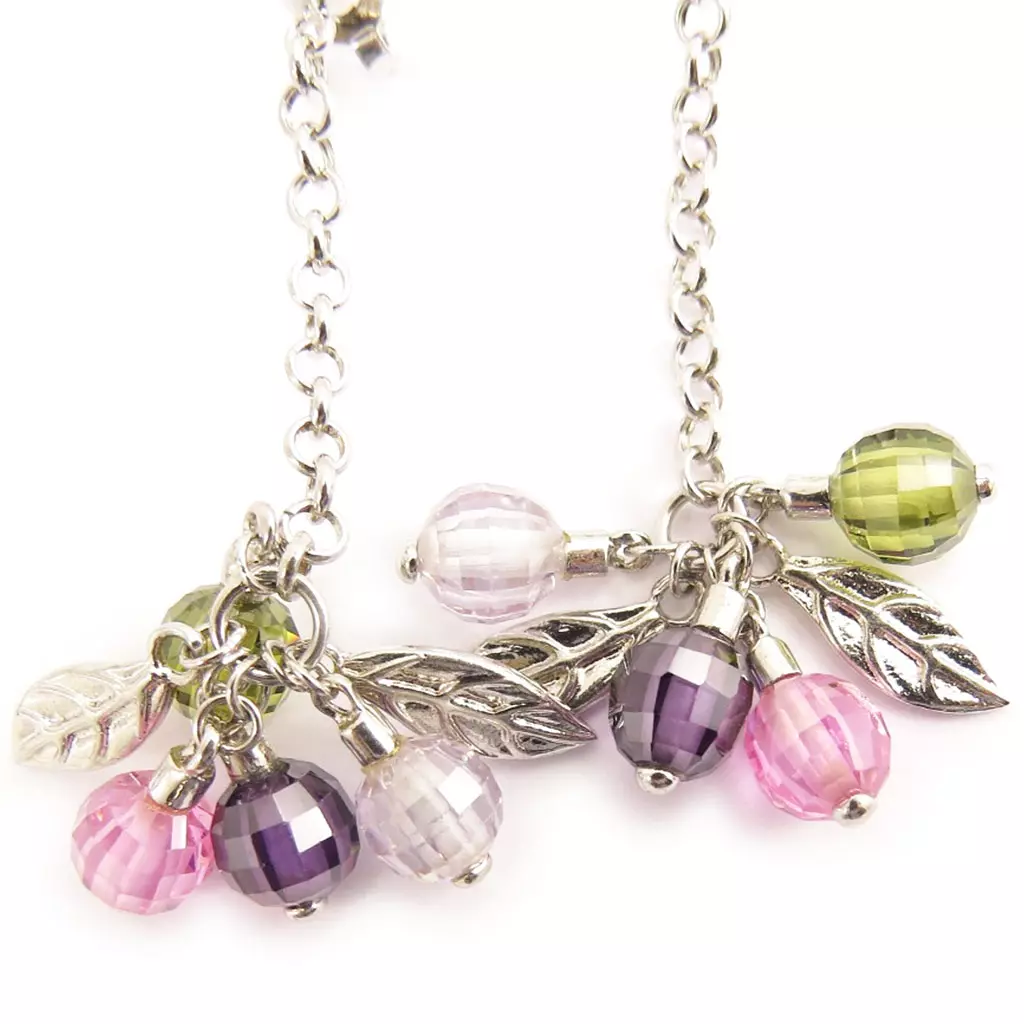 Les Trésors De Lily BO Argent 'Big Bang' Rose / Mauve / Vert [B3674]