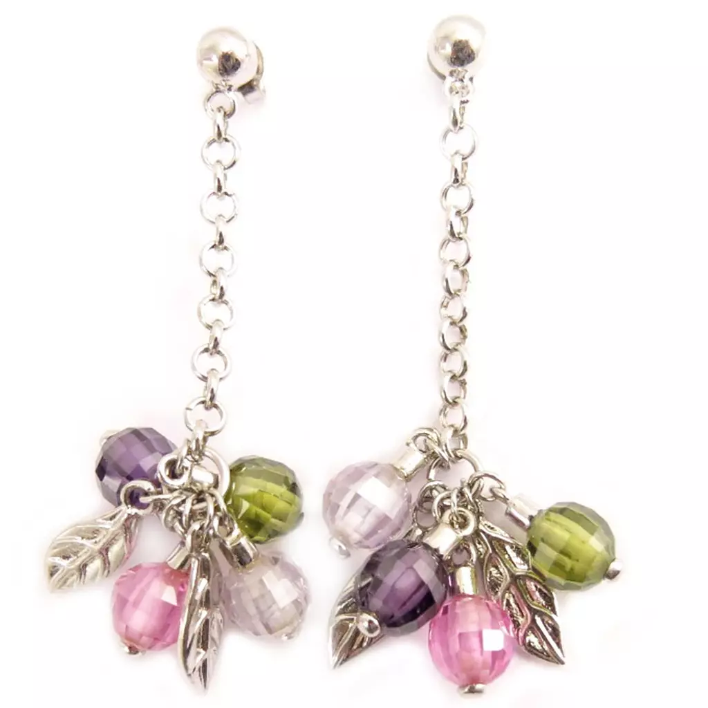 les trésors de lily BO Argent 'Big Bang' Rose / Mauve / Vert [B3674]