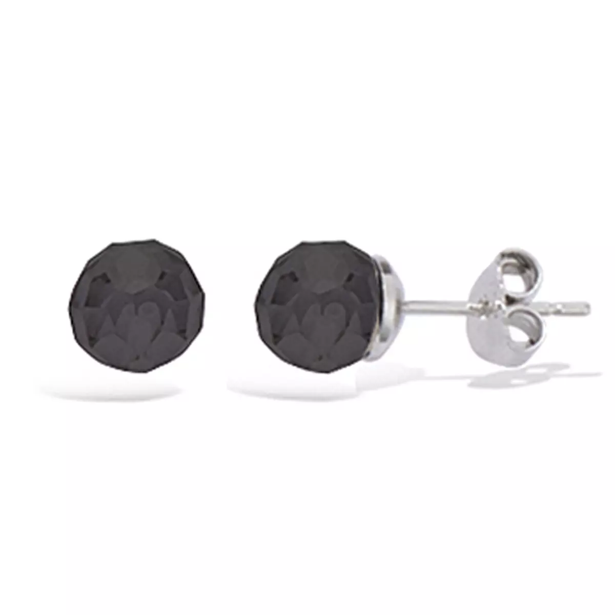 Les Trésors De Lily BO Argent 'Boules De Cristal' Noir Argenté (rhodié) 6 Mm [J3520]