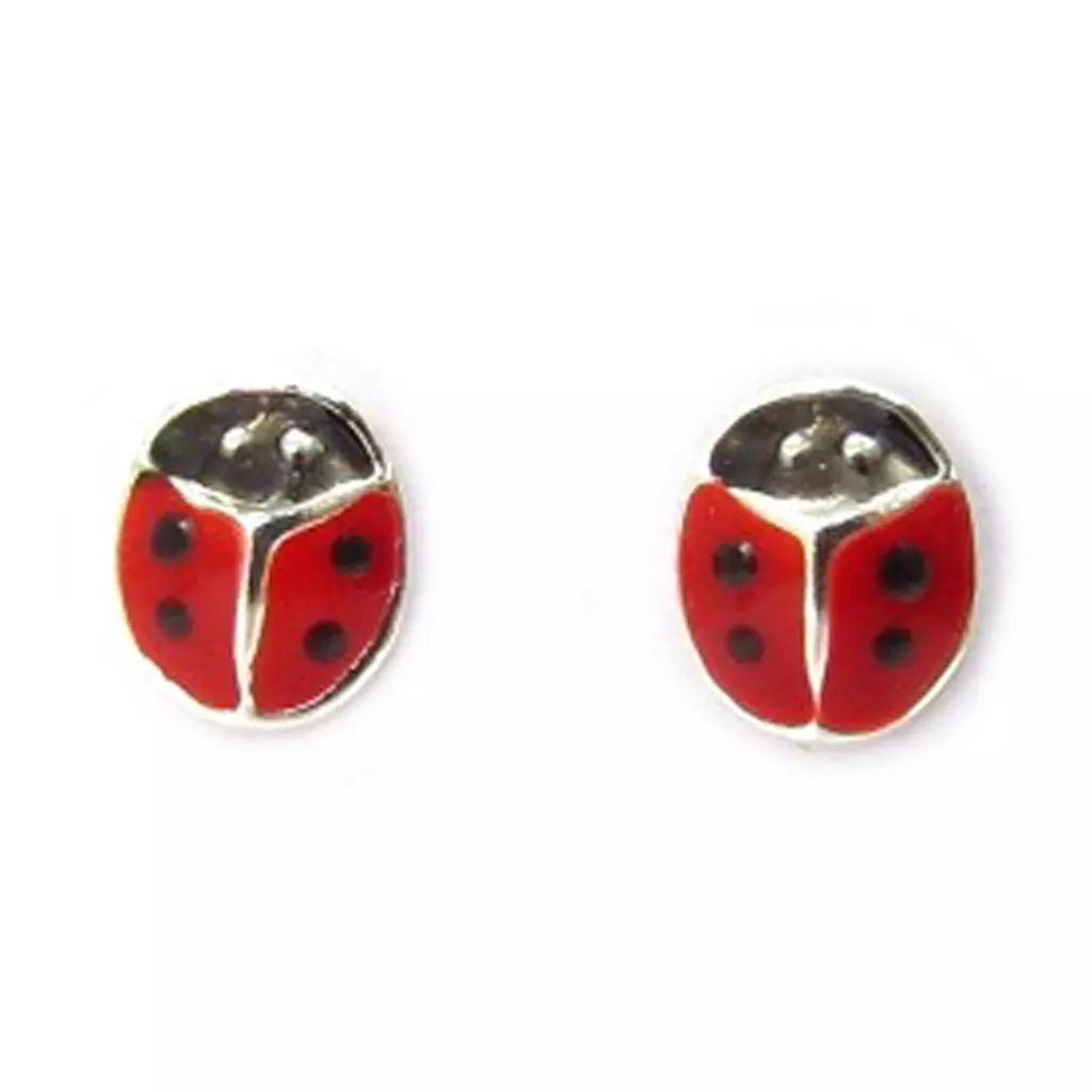 Les Trésors De Lily BO Argent 'Coccinelle' Rouge Noir [K3135]