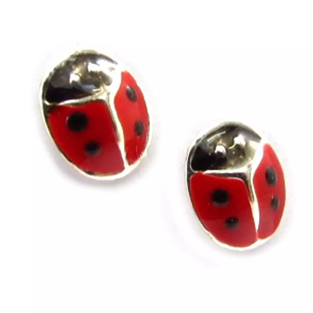 Les Trésors De Lily BO Argent 'Coccinelle' Rouge Noir [K3135]