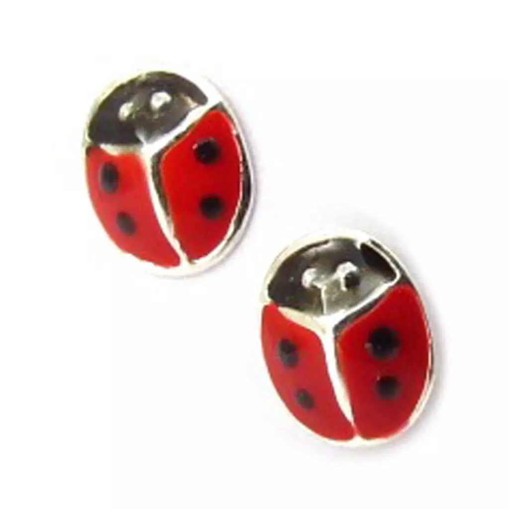 les trésors de lily BO Argent 'Coccinelle' Rouge Noir [K3135]