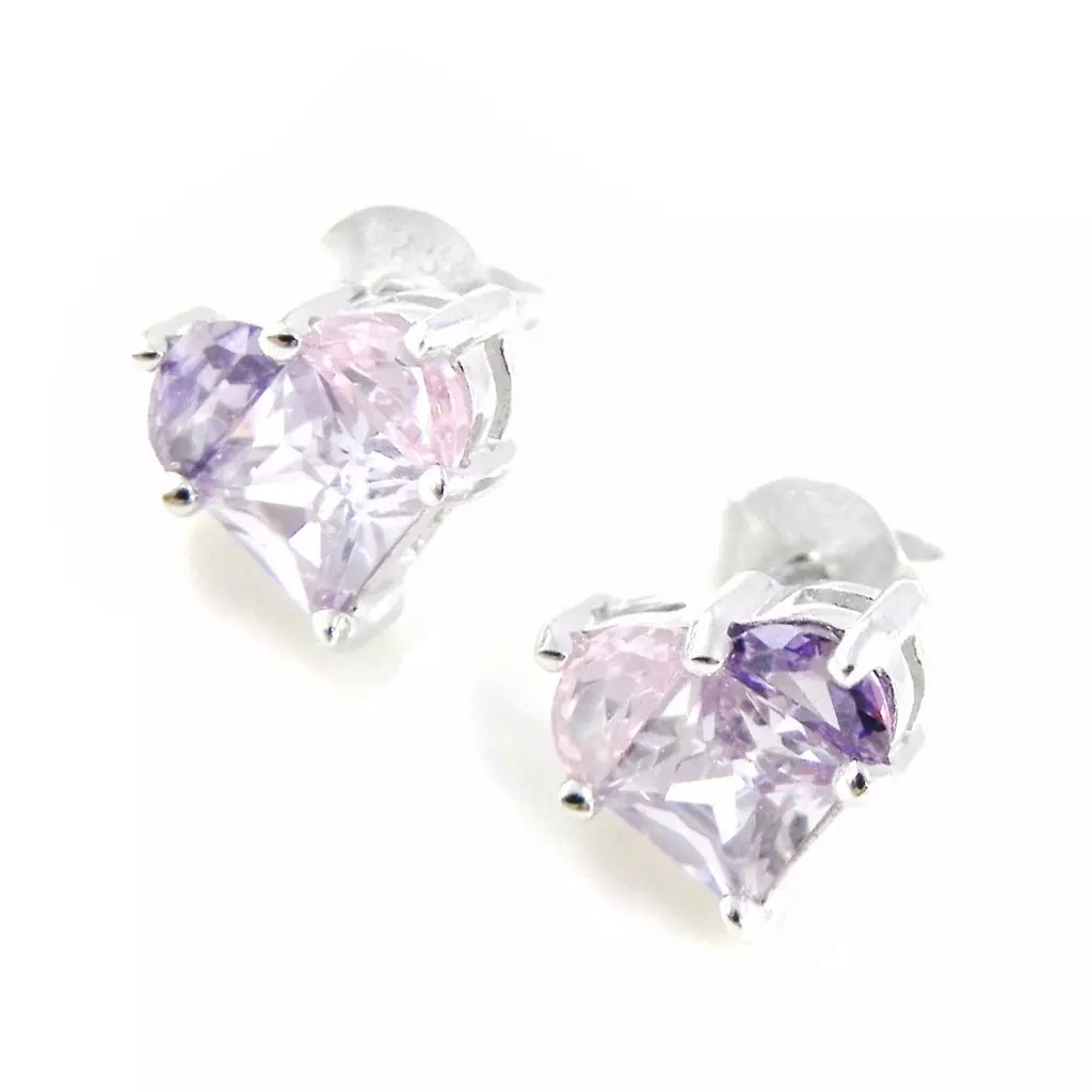 Les Trésors De Lily BO Argent 'Coeur Merveilles' Rose Violet [F6933]
