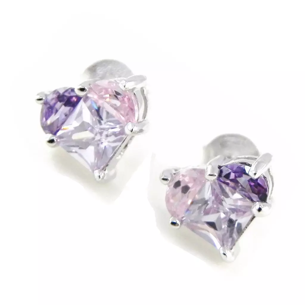 les trésors de lily BO Argent 'Coeur Merveilles' rose violet [F6933]