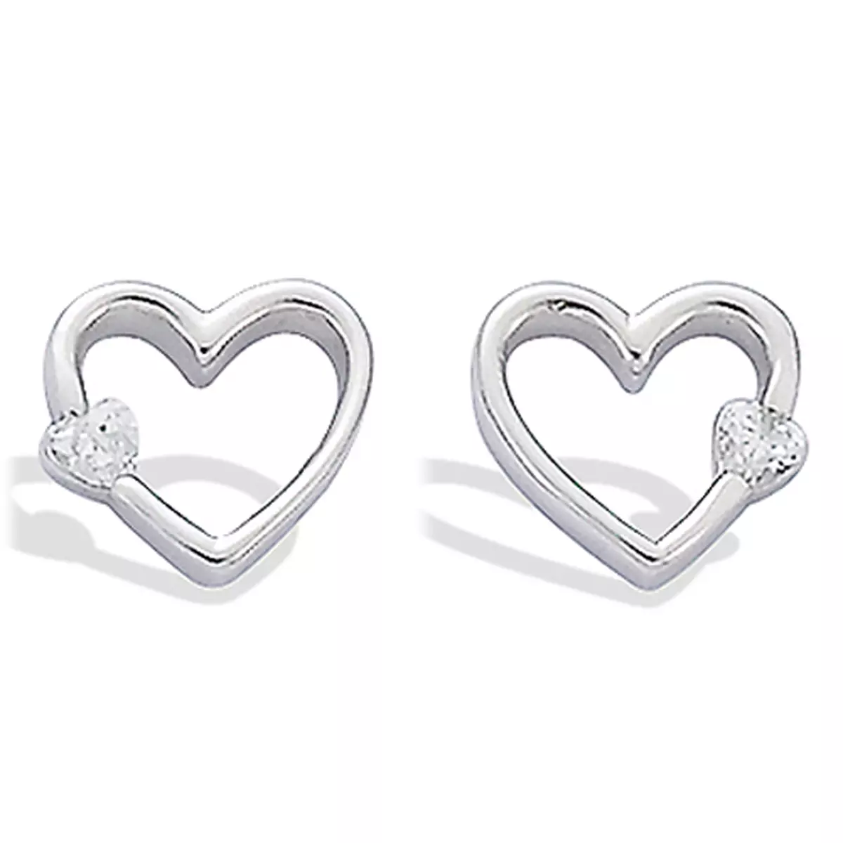 les trésors de lily BO Argent 'Coeurs Joyeux' Blanc argenté (rhodié) 10x11 mm [C6918]