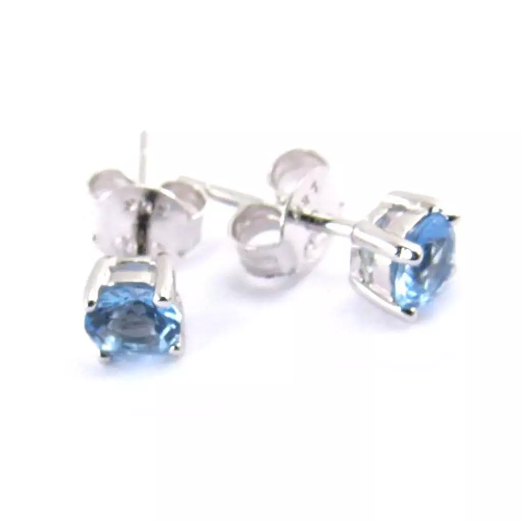 Les Trésors De Lily BO Argent 'Essentiel' Bleu Argenté (rhodié) 4 Mm [J6944]