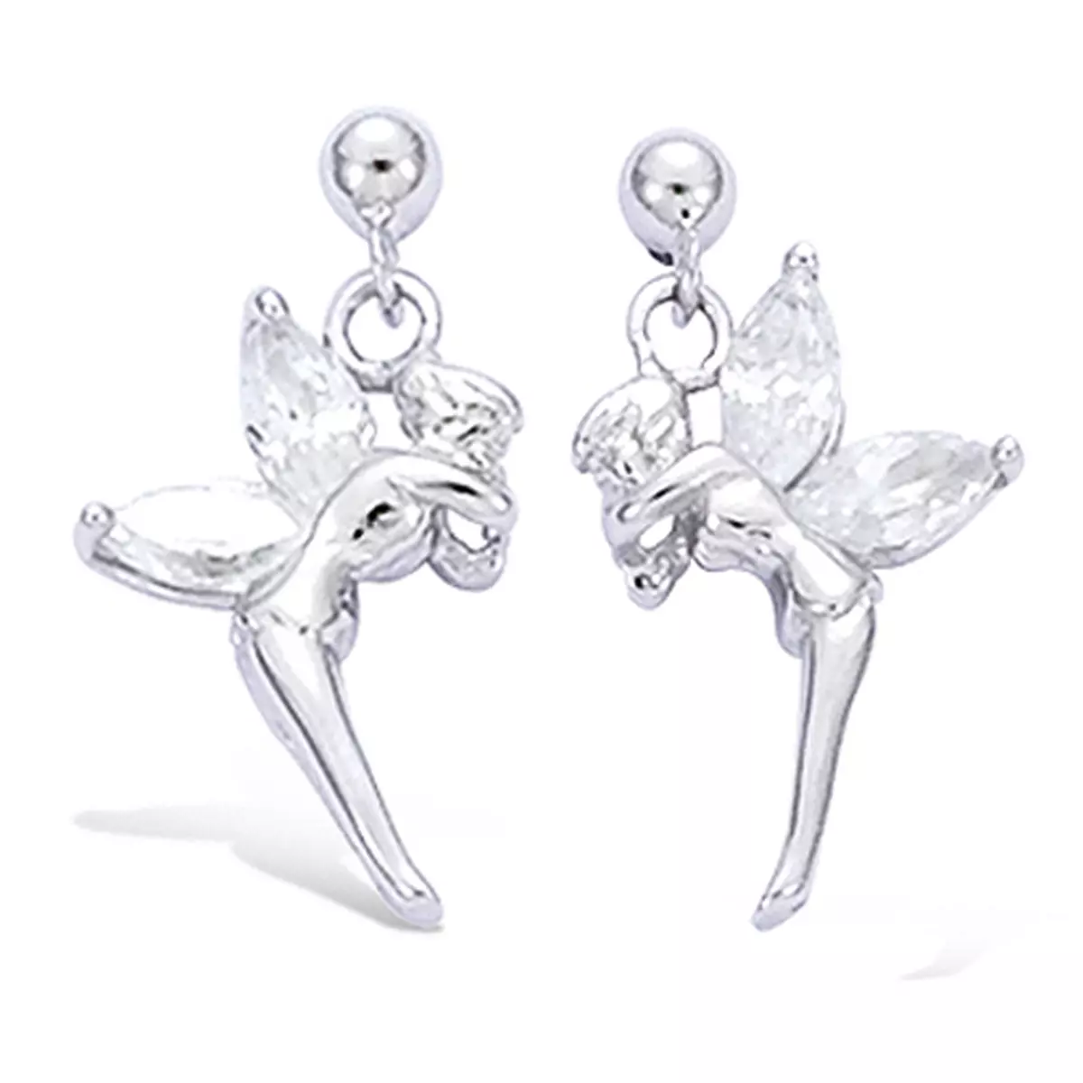 les trésors de lily BO Argent 'Fée Clochette' Blanc argenté (rhodié) 19 mm [E2137]