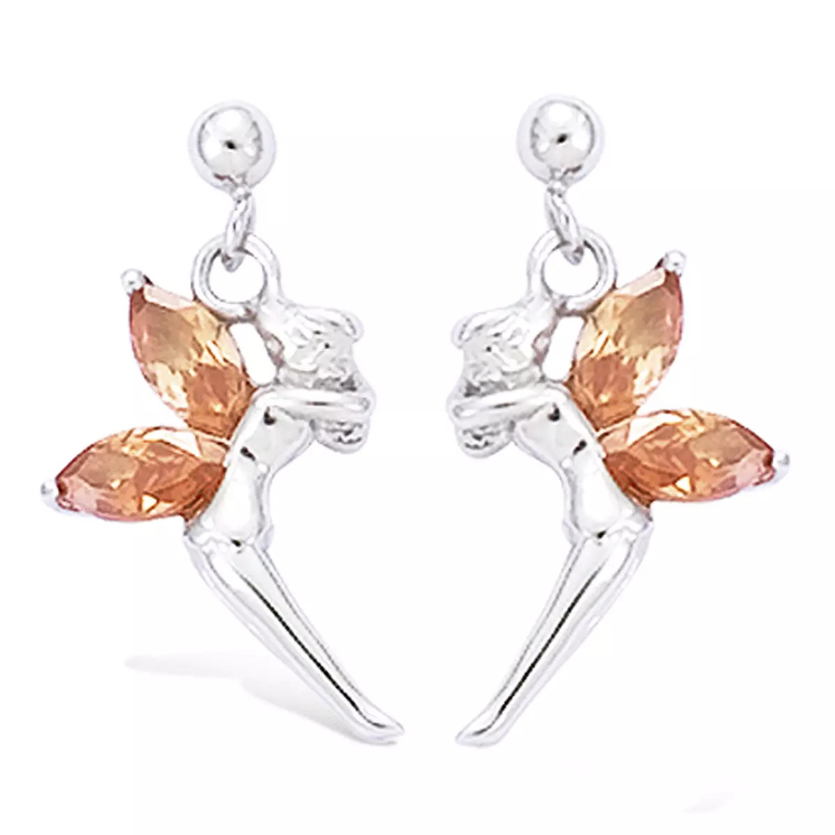 les trésors de lily BO Argent 'Fée Clochette' champagne argenté (rhodié) 19 mm [B7600]
