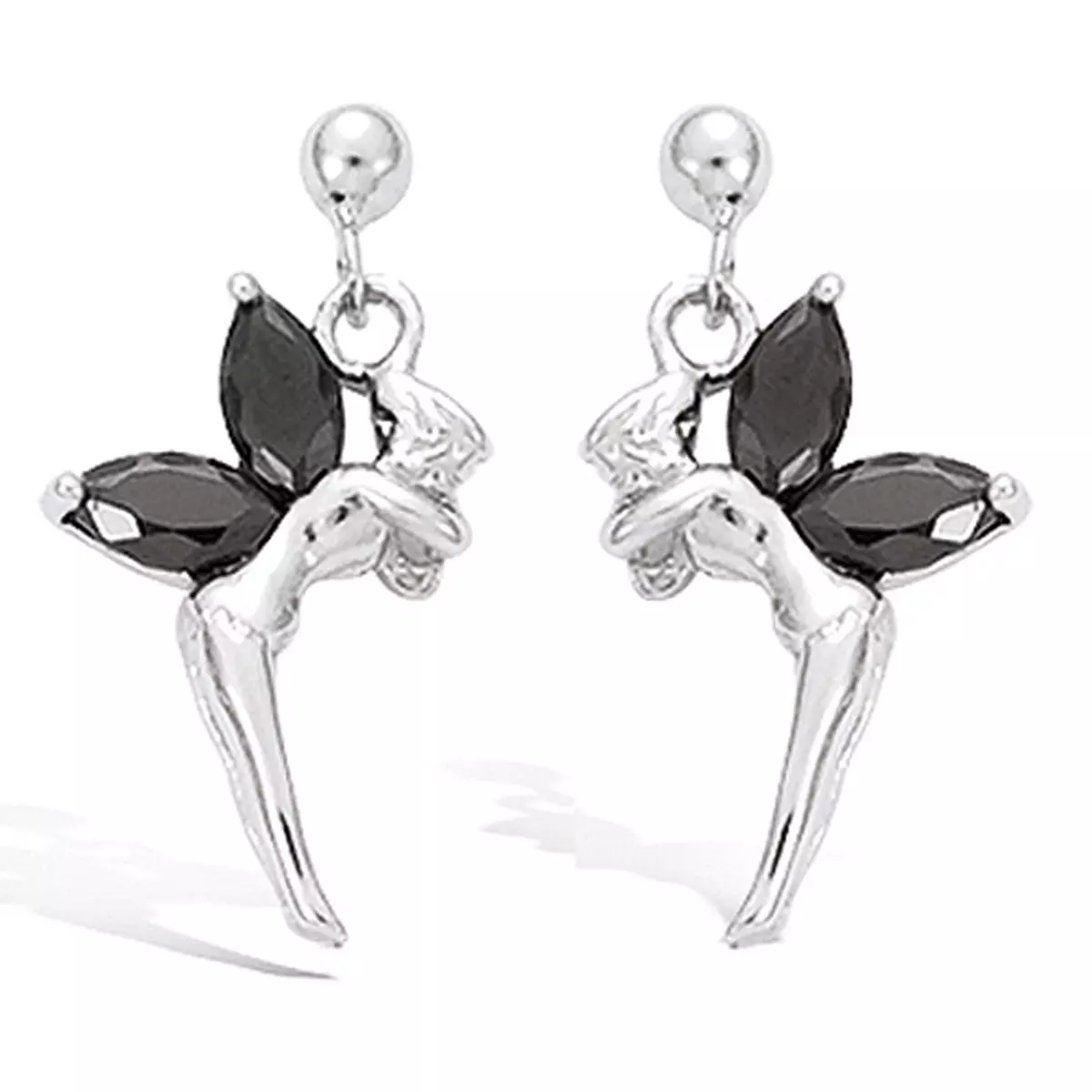 les trésors de lily BO Argent 'Fée Clochette' Noir argenté (rhodié) 19 mm [F6215]