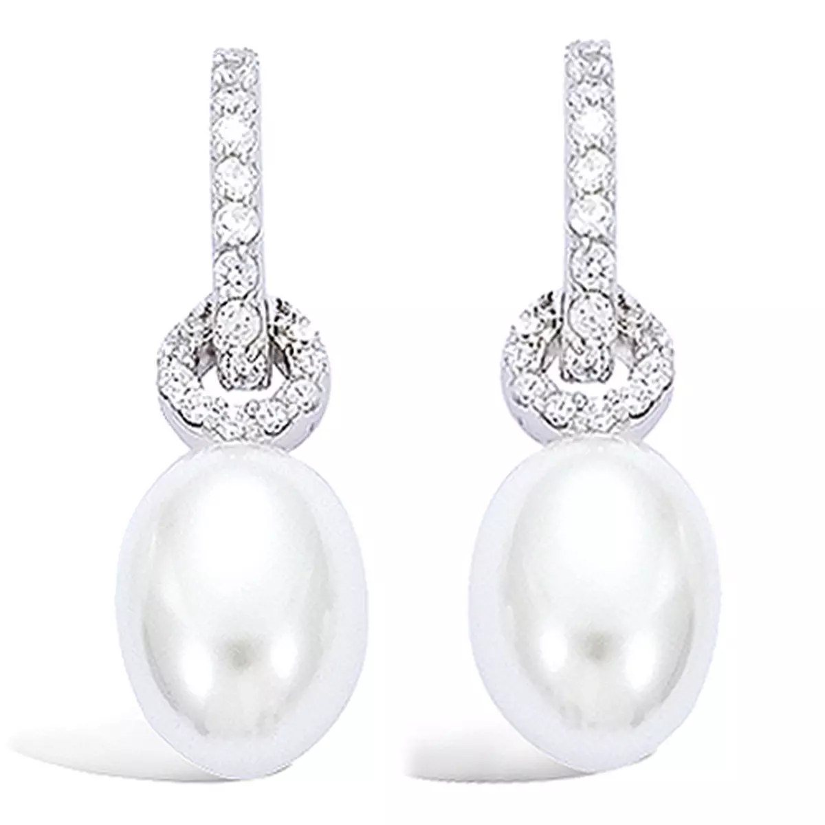 les trésors de lily BO Argent 'Pearl Beauty' Blanc argenté (rhodié) 30x10 mm [F6929]