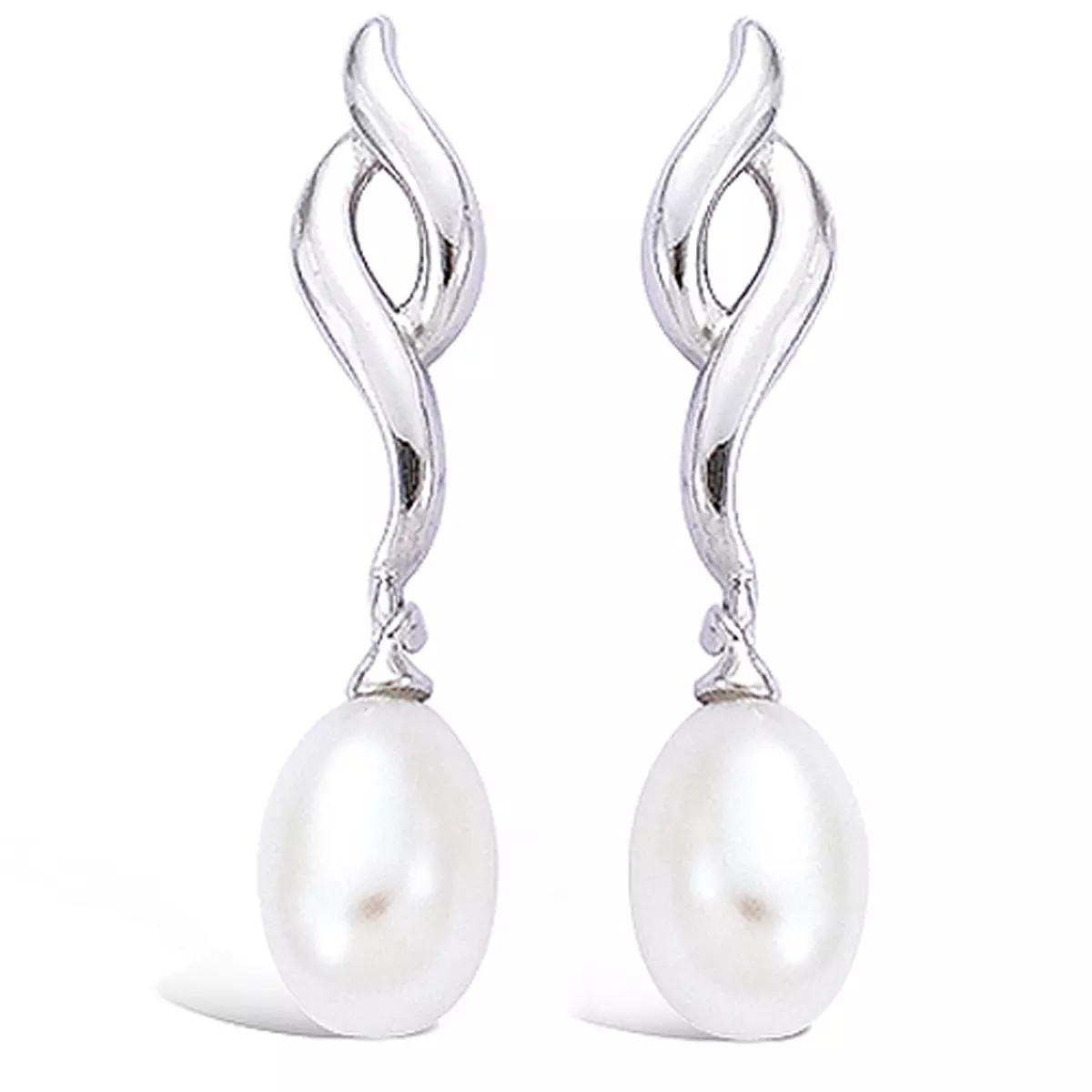 les trésors de lily BO Argent 'Pearl Beauty' Blanc argenté (rhodié) 6x30 mm [G7660]