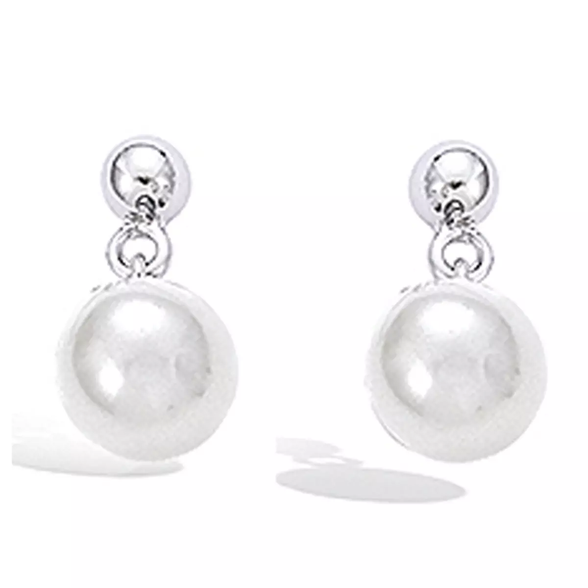 les trésors de lily BO Argent 'Perla' Blanc argenté (rhodié) 10x6 mm [G9010]